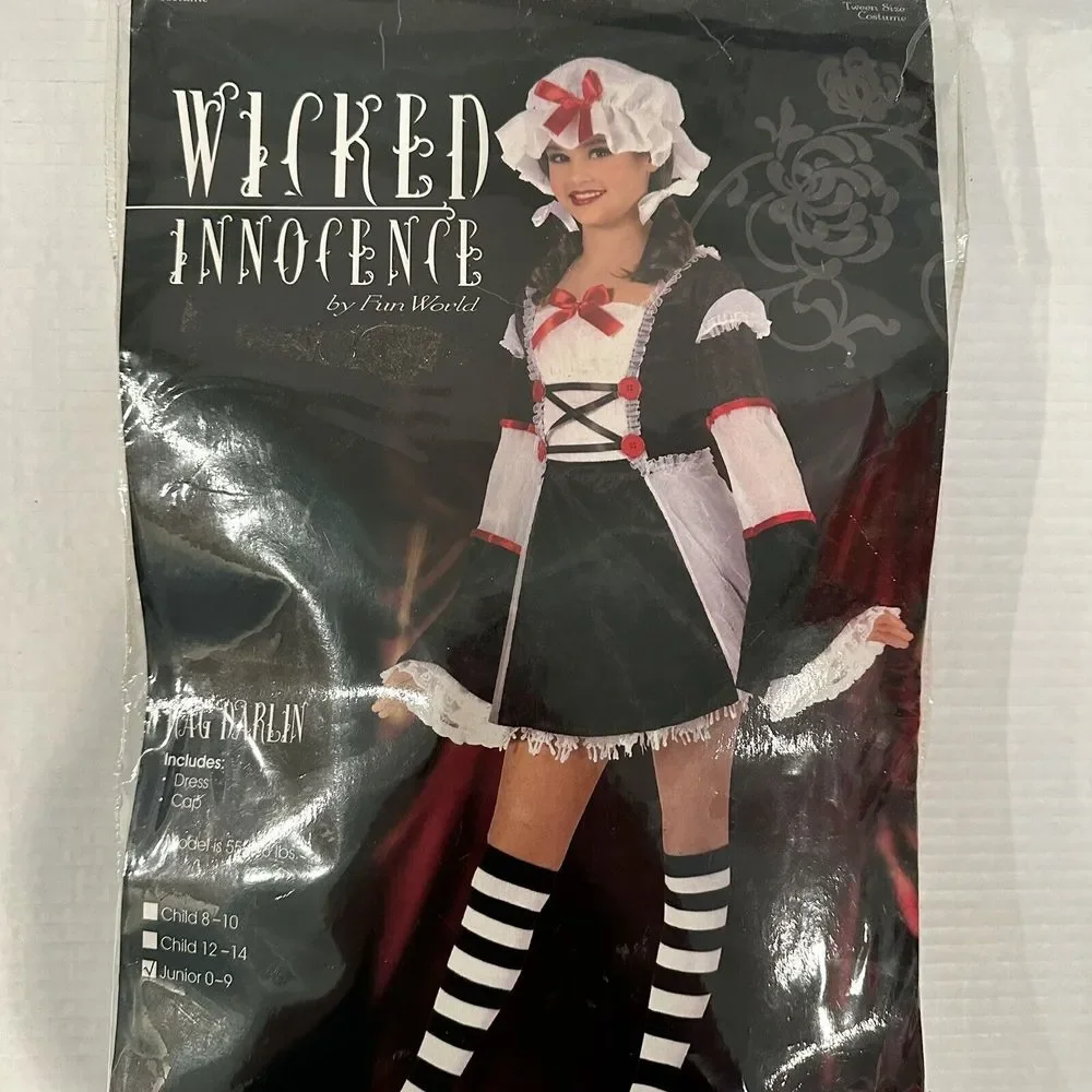 Fun World Wicked Innocence Rag Doll Costume Junior's 0-9 Coquette Girl Halloween